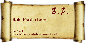 Bak Pantaleon névjegykártya